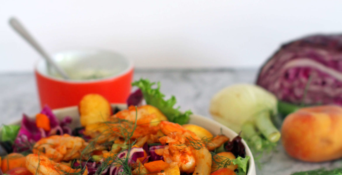 Salada de camarão e funcho