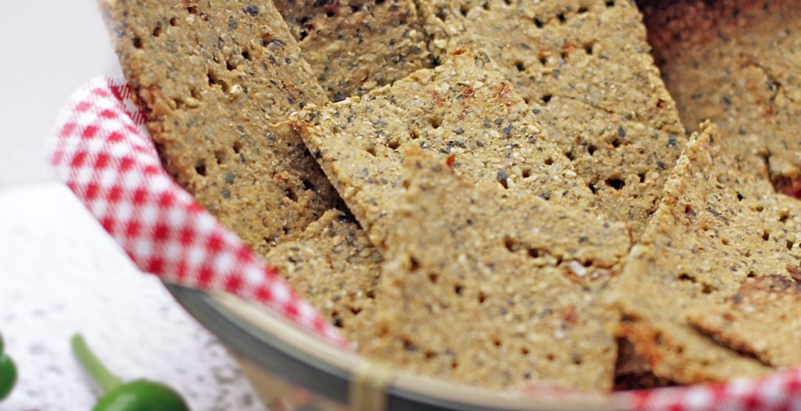 Bolachas crackers de tomate seco