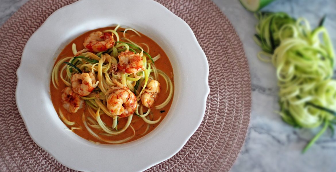 Curgete com camarão